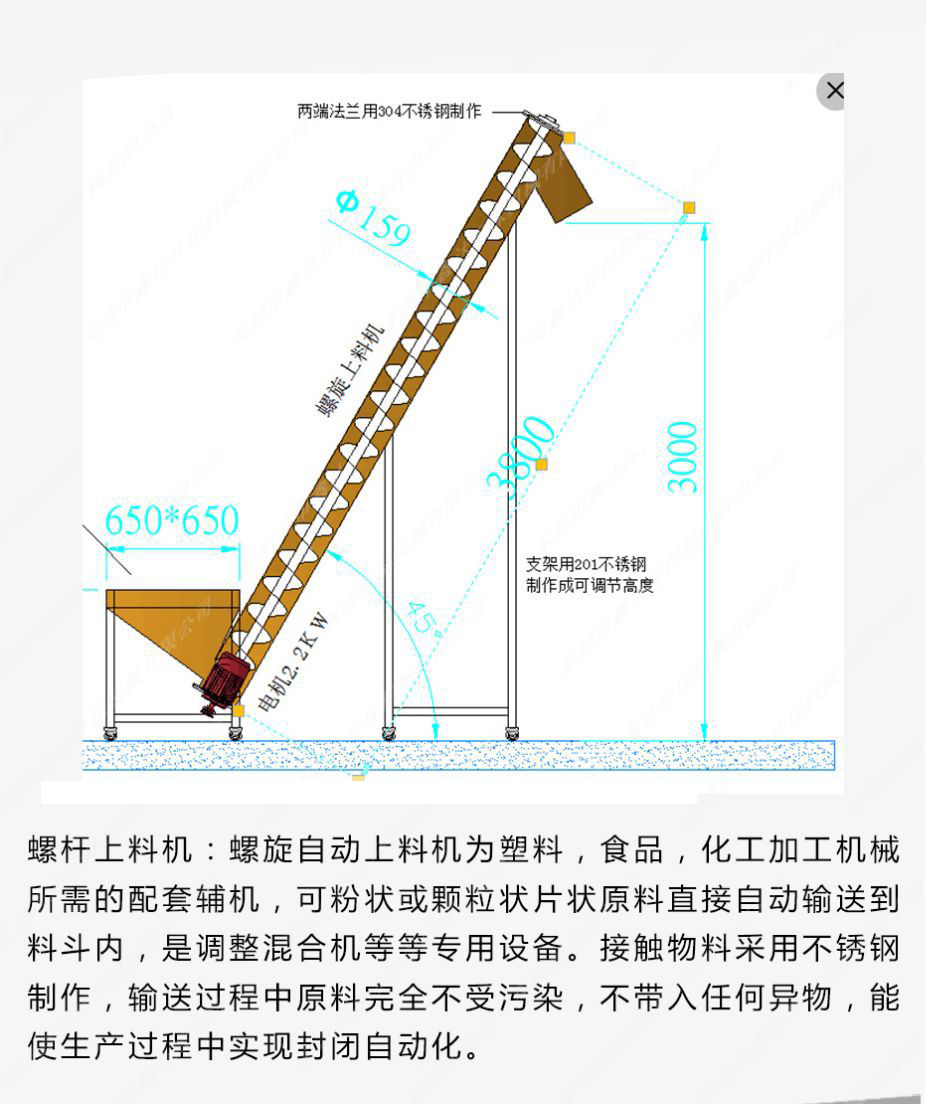螺旋输送给料机外形尺寸